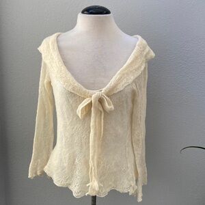 Arden B Cream Tie-Front Blouse L